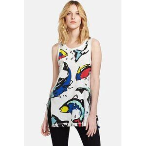 KENZO Women Koi Fish Printed Tank White Cotton Size M